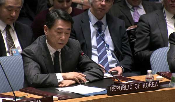 ▲ 유엔 회의에서 발언하는 오 준 駐유엔 대사. [사진: 유튜브 캡쳐]