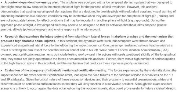 ▲ NTSB는 권고사항을 통해 이번 사고기 제작업체인 보잉사와 미국연방항공청(FAA)에 대해서도 지적했다. http://www.ntsb.gov/news/events/2014/asiana214/abstract.htmlⓒCrash of Asiana Flight 214 Accident Report Summary