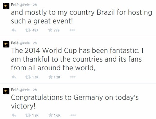 ▲ 독일에게 축하 인사 건넨 펠레 ⓒ 펠레 트위터