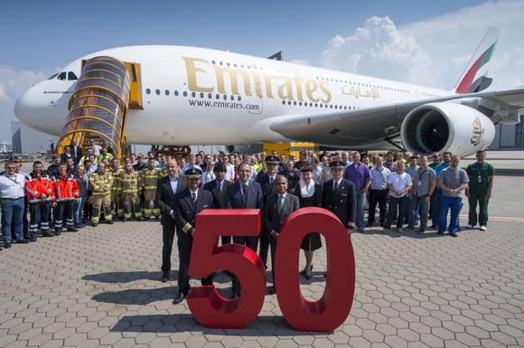 ▲ 에미레이트 항공이 50번째 A380 항공기를 도입했다. ⓒ에미레이트항공 제공