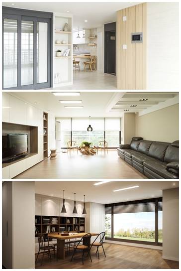 ▲ ⓒ위에서부터 '심플 모던' '내추럴모던' '어반모던' 인테리어(사진=한샘 제공)