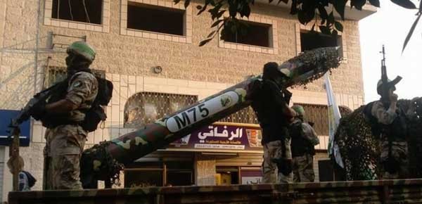 ▲ 하마스가 자랑하는 신형 로켓 'M-75'의 모습 [사진: 지하드 영문홍보 홈페이지]