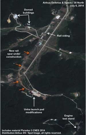 ▲ 38노스가 분석한 北동창리 미사일 발사장 위성사진. [사진: 에어버스 위성서비스가 38노스에 제공한 화면 캡쳐]