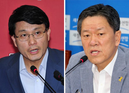 ▲ 새누리당 윤상현(왼쪽)-새정치민주연합 주승용 의원이 31일 사무총장직 사의를 표명했다.ⓒ뉴데일리-연합뉴스