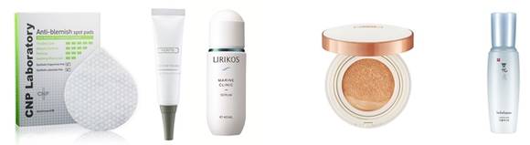 ▲ ⓒ왼쪽부터 차앤박,베리떼,리리코스,베리떼,설화수 제품(사진=커뮤니크,트루컴 제공)