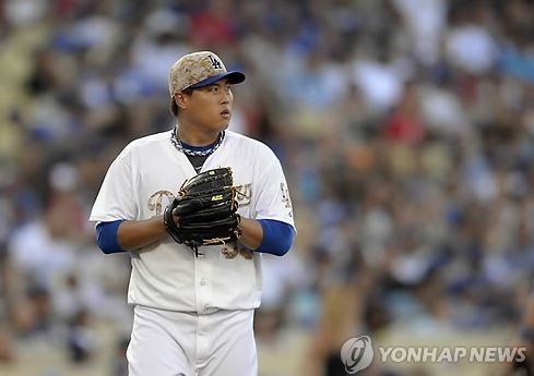 ▲ 류현진이 착용한 밀리터리 유니폼