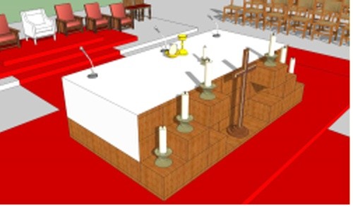▲ AYD 폐막미사 십자가 제대 완성 모형