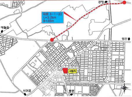 ▲ 제주공항-중문단지 우회도로 위치도.ⓒ동화투자개발