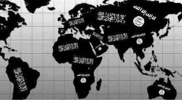 아프리카 북부, 중동, 동남아 수니파 근본주의자들이 '꿈꾸는 세상' 지도. 전 세계를 '칼리프'가 '샤리아'로 통치해야 한다고 주장한다. [그래픽: 살라피스트 커뮤니티 사이트 캡쳐]