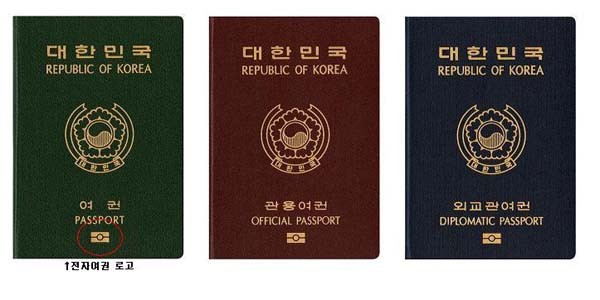 ▲ 2008년부터 현재까지 발급하고 있는 대한민국 전자여권. 여권 아래 표시가 '전자여권' 로고다. [사진: 외교부 여권안내 홈페이지]