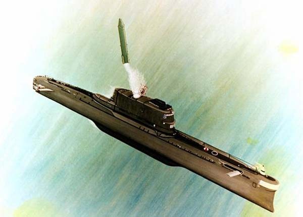 ▲ 1960년대 소련의 주력 탄도탄 발사 잠수함이었던 '골프'급의 미사일 발사 그림 [그래픽: 전미과학자협회 설명자료 캡쳐]