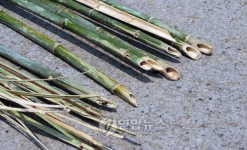 ▲ 시위대들이 사용하는 살인무기 죽창. 이런 죽창에 얼굴을 찔려 중상을 입고 실명한 경찰관들이 상당히 많다.ⓒ뉴데일리 DB