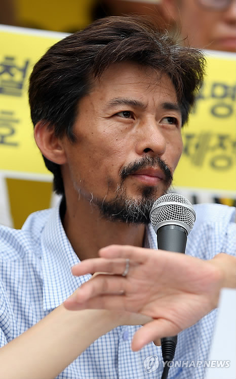 ▲ 지난 8월18일 세월호 떼농성 중인 김영오씨. ⓒ연합뉴스