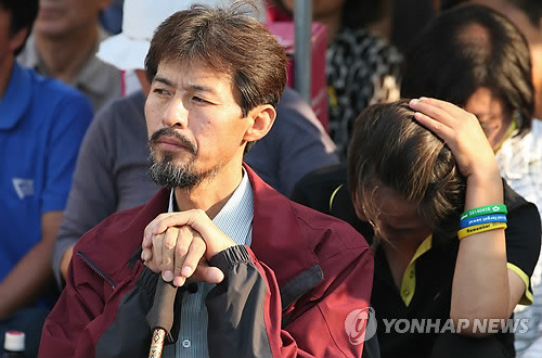 ▲ 지난 9월8일 광화문 떼농성장에 등장한 김영오씨. ⓒ연합뉴스