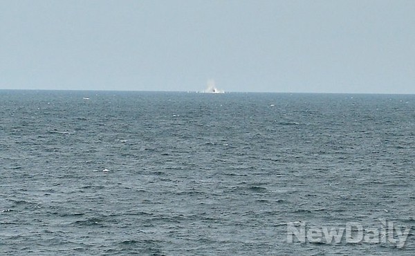 ▲ 5km 전방 가상의 적이 함포에 의해 괴멸되는 모습.ⓒ정상윤 기자