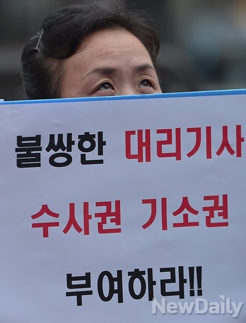 ▲ 대리기사 폭행사건과 관련해 새정치민주연합과 세월호 유가족들을 비판하고 있는 한 여성. ⓒ뉴데일리 DB