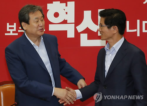 ▲ '문무합작'을 자처하는 새누리당 김무성 대표최고위원과 김문수 보수혁신특별위원장. ⓒ연합뉴스