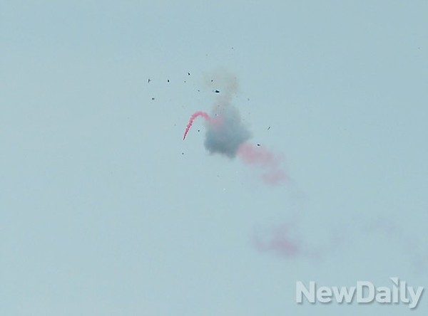 ▲ 적 미사일이 패트리어트 미사일에 의해 괴멸되는 모습.ⓒ정상윤 기자