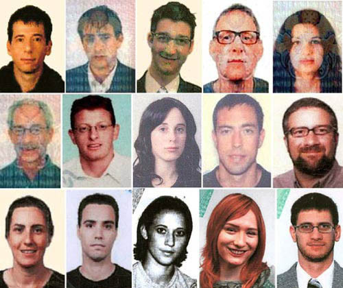 ▲ 2010년 1월 아랍에미리트 연맹 두바이에서 하마스 지도자를 암살한 사람들의 여권사진. 이 가운데 다수가 '키돈' 요원일 것으로 추정된다. [사진: 당시 외신들 보도화면 캡쳐]