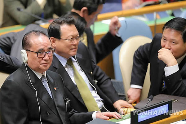 ▲ 유엔총회에 참석한 북한 리수용 외무상. 그는 미국에서 종북단체 재미동포전국연합회를 제외하고는 누구로부터 환영받지 못했다. ⓒ연합뉴스. 무단전재 및 재배포 금지.