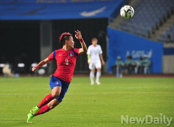 ▲ 한국의 유일한 득점을 기록한 정설빈(24·현대제철) 선수.ⓒ정재훈 기자