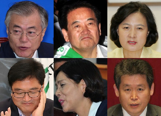 ▲ 국정감사를 준비하는 등 국회 정상화에 따른 실익은 챙기면서, 유가족을 편들고 지도부를 비판하는 이중적 행태를 보이는 새정치민주연합 일부 의원들에 대한 비판 여론이 높아지고 있다. 사진은 회의석상 발언이나 보도자료, SNS 등을 통해 지난달 30일의 여야 합의사항을 비난한 새정치민주연합 문재인·정동영·추미애·김경협·최민희·우원식 의원(왼쪽 위에서부터 시계방향). ⓒ뉴데일리DB 및 연합뉴스