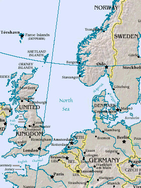 ▲ 북해(North Sea)의 표기를 나타낸 영문 지도. 영국·프랑스·독일 등 7개국이 접경해 있고, 특히 노르웨이의 입장에서는 남쪽에 위치한 해역이지만 'North Sea'로 단독 표기하고 있다. ⓒ위키피디아