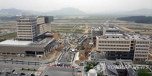 ▲ 세종시 일원에 건설 중인 행정중심복합도시 전경.