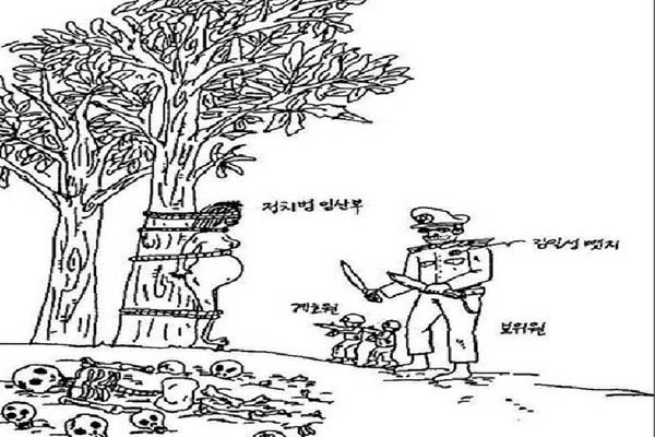 ▲ 북한 정치범 수용소에서 탈출한 탈북자가 그린 그림. 이것을 두고도 김정은 정권은 "조선은 인권국가"라고 큰 소리친다. ⓒ뉴데일리 DB