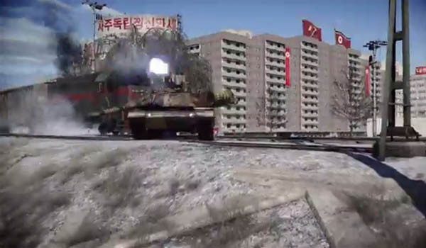 ▲ 美육군은 연례 보고서를 통해 북한과의 무력충돌 가능성이 높은 것으로 보고 있다. ⓒ3차 세계대전을 상정한 게임 '배틀필드 4: 용의 이빨' 가운데 평양 전투 모습 캡쳐.