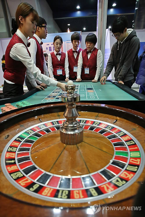 ▲ 2014학년도 전문대학 입학정보 박람회에서 학생들이 강원관광대학교 부스에서 카지노과 학생에게 설명을 듣고 있다.ⓒ연합뉴스