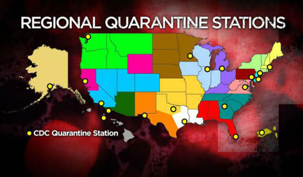 현재 미국에서는 에볼라 공포가 확산되고 있다. 사진은 CDC의 지역별 격리시설 지도. ⓒ美폭스 TV 보도화면 캡쳐