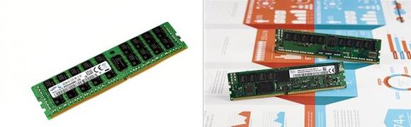 ▲ 왼쪽부터  삼성전자의 20나노 8Gb DDR4 서버 D램과 SK하이닉스의 20나노급 4Gb DDR4를 기반으로 한 16GB NVDIMM(비휘발성 메모리 모듈). ⓒ삼성전자, SK하이닉스 제공