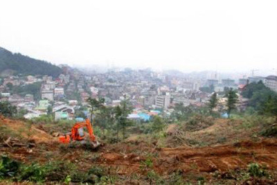 ▲ 이노근 의원이 페이스북에 올린 북아현숲 이화여대 기숙사 공사 현장.ⓒ 페이스북 화면 캡처