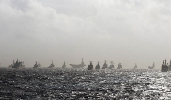 ▲ 미일 연례 해상연합훈련에 참가한 양국 군함들. ⓒ차이나 밀리터리 블로그 화면 캡쳐