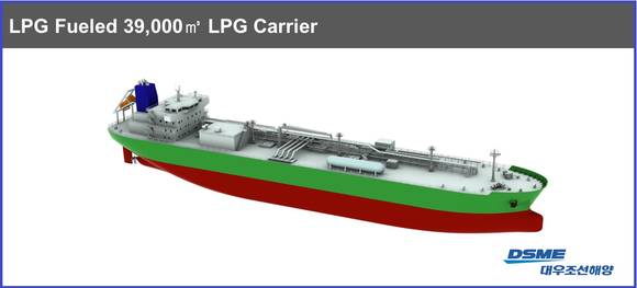 ▲ ⓒ대우조선해양이 개발한 LPG 추진 선박 조감도