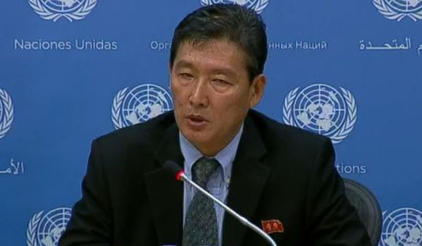 ▲ 북한의 입장을 밝히는 리동일 북한 유엔대표부 차석 대사. ⓒ美현지언론 보도화면 캡쳐