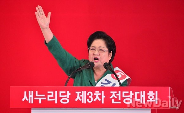 ▲ 새누리당 김을동 최고위원은 17일 "한반도 비무장지대 내 유엔사무국을, 수도 서울에 아시아경제공동체 본부를 설치하는 것은 국가적 의제로 설정해야 한다"고 말했다. ⓒ뉴데일리 정상윤 기자