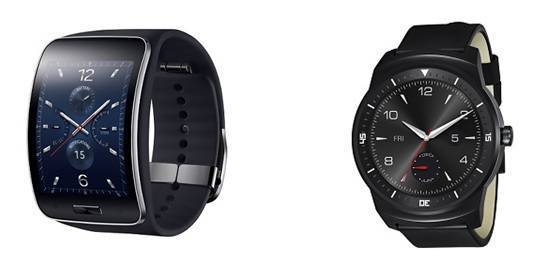 ▲ 왼쪽부터 삼성전자의 기어S와 LG전자의 G워치R ⓒ삼성전자, LG전자