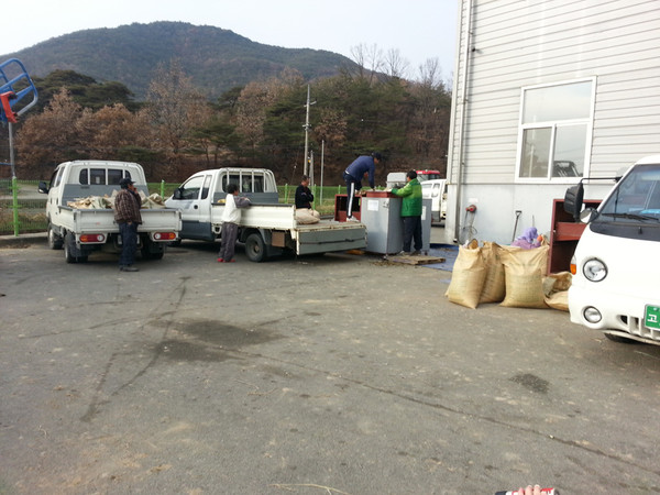 ▲ 군위군 농업기술센터에서는 콩 수확철 농가의 일손을 덜어주기 위해 콩 정선기 3대와 콩 탈곡기 10대를 구비하여 농가가 무료로 사용할 수 있도록 지원하고 있다.ⓒ군위군 제공