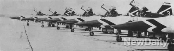 ▲ 초기 블랙이글의 특수비행도장을 한 F-5A. ⓒ공군