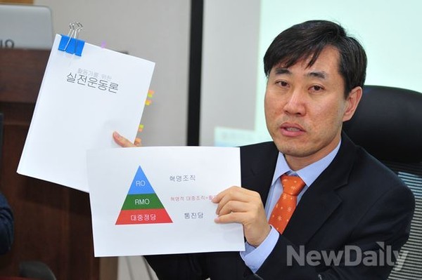 ▲ 하태경 새누리당 의원이 2일 오후 서울 여의도 국회의원회관 제7간담회실에서 통합진보당 해산 2차 전문가 간담회을 열고 울산 민노당 주사파 비밀 문건을 공개하고 있다.ⓒ뉴데일리 이종현 기자
