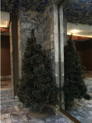 ▲ 2012년 12월 26일 AP통신 평양지국장이 한 호텔에서 찍은 크리스마스 트리. 북한 사람들은 크리스마스를 축하하지 않는다. ⓒAP통신 평양지국장 트위터 캡쳐