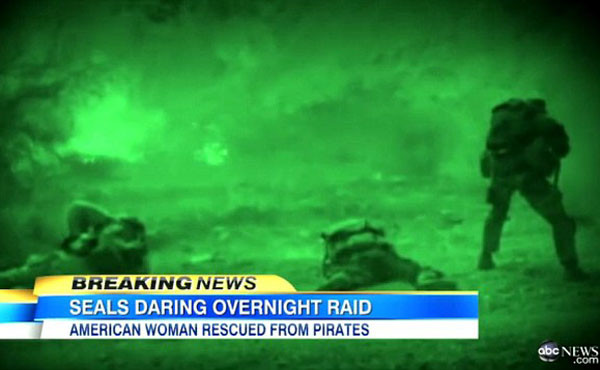 ▲ 美네이비실의 예멘 AQAP 은거지 습격 당시 화면. ⓒ美ABC 보도화면 캡쳐