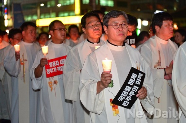 ▲ 천주교 정의구현 전국사제단의 시국미사 모습(자료사진).ⓒ 뉴데일리 정상윤 사진기자