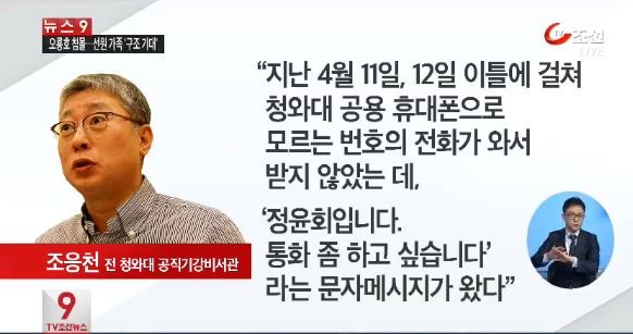 ▲ 조응천 전 청와대 공직기강비서관의 주장. ⓒTV조선 방송화면 캡처