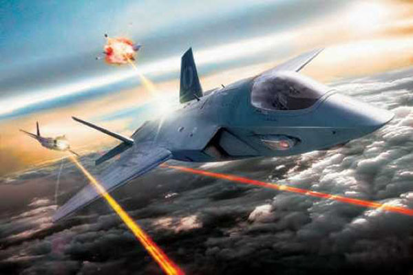 한국군도 사용하게 될 전투기 F-35에 레이저포를 장착한 상상도. 20년 뒤에는 볼 수 있을 듯하다. ⓒ美공군