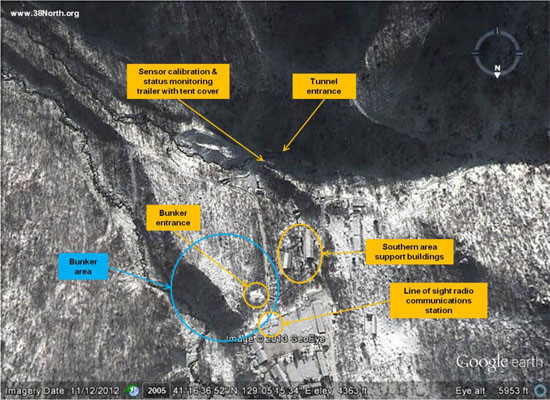 ▲ 북한 풍계리 핵실험장을 찍은 위성 사진. ⓒ38노스-구글어스 캡쳐
