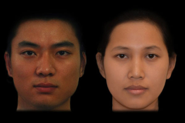 ▲ 한국얼굴연구소가 공개했던 기원전 1만 2,000년 전 한국 남녀의 평균얼굴. ⓒ한국얼굴연구소 공개자료