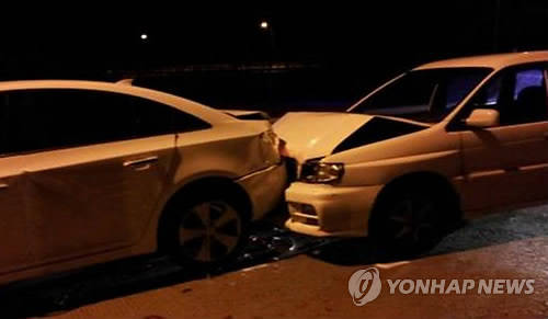 ▲ 차량 사고 장면.ⓒ연합뉴스